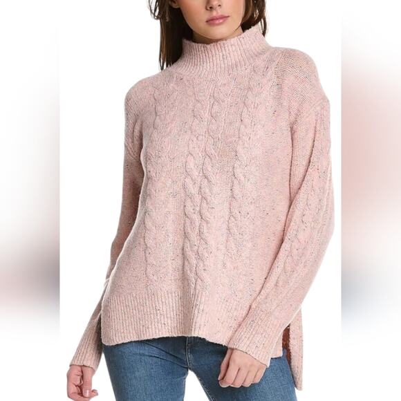 Michael Stars Aika Cable Knit Turtleneck Ballet Pink Small - Picture 1 of 8